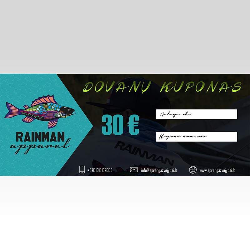Dovana žvejui - RAINMAN dovanų čekis Dovana žvejui - RAINMAN dovanų čekis